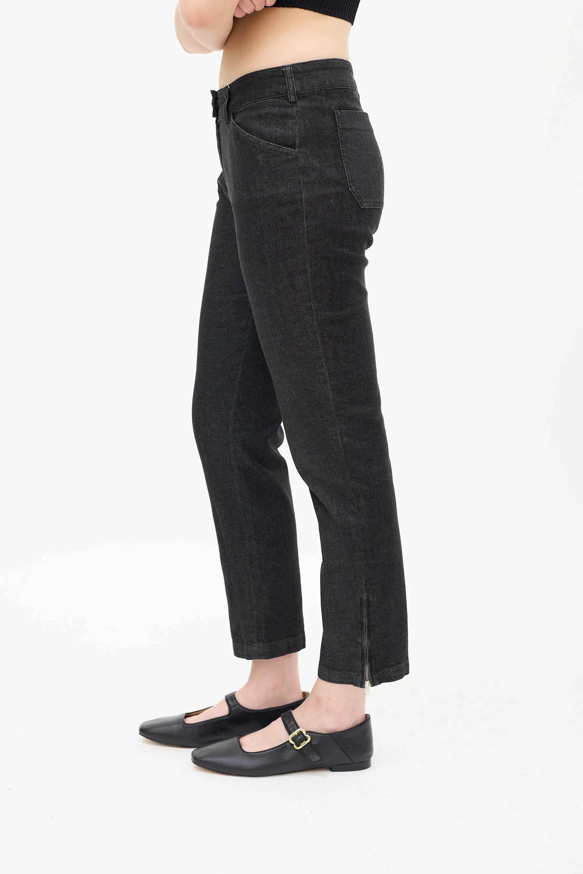 Black Zip Ankle Skinny Jeans