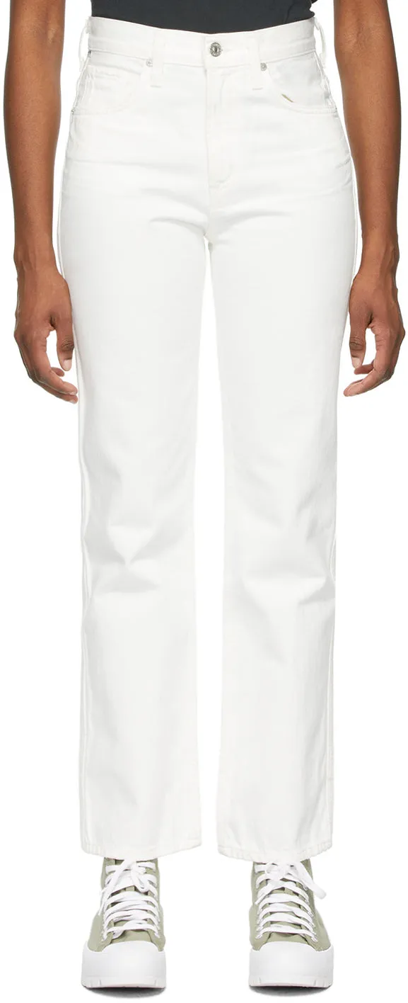 Citizens of Humanity White Daphne High-Rise Stovepipe Jeans