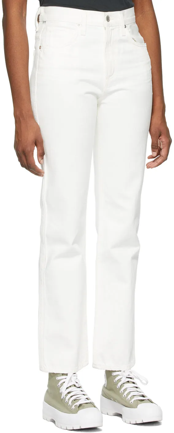 Citizens of Humanity White Daphne High-Rise Stovepipe Jeans