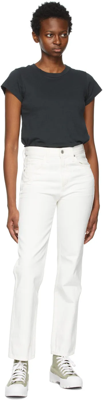 Citizens of Humanity White Daphne High-Rise Stovepipe Jeans