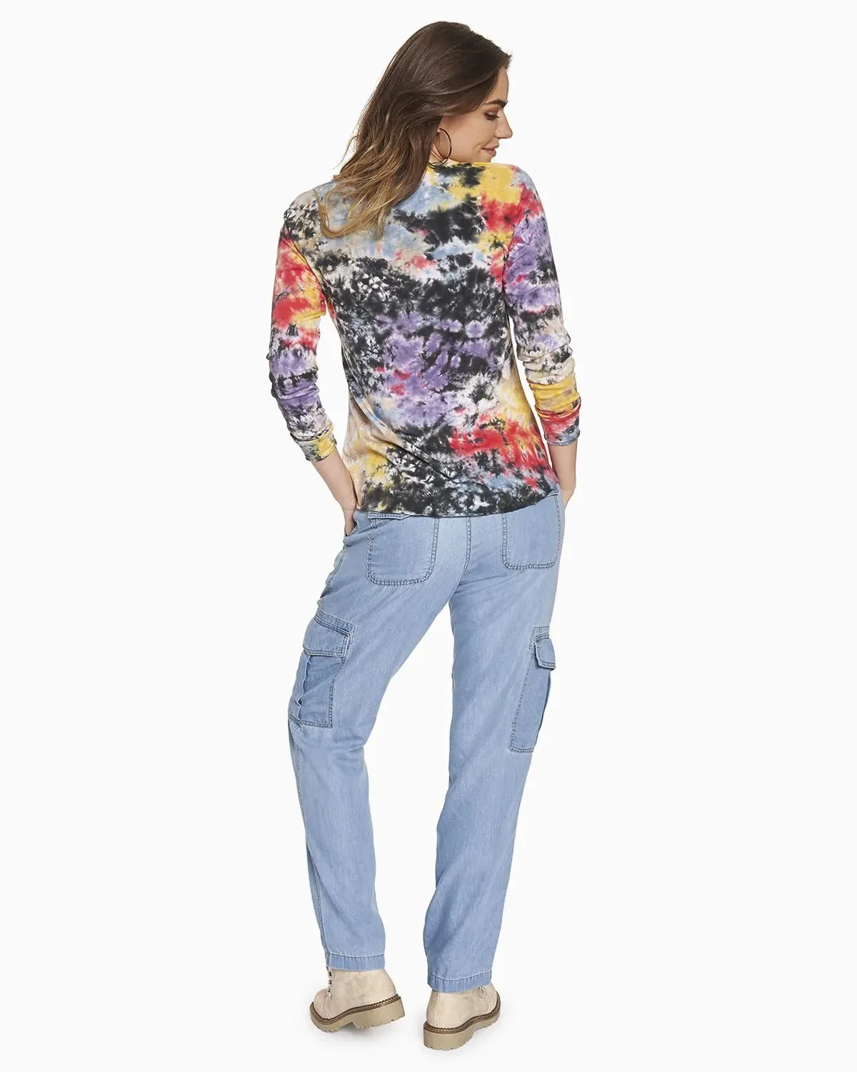 Erin Tie Dye Henley Tee in New Earth Tie Dye