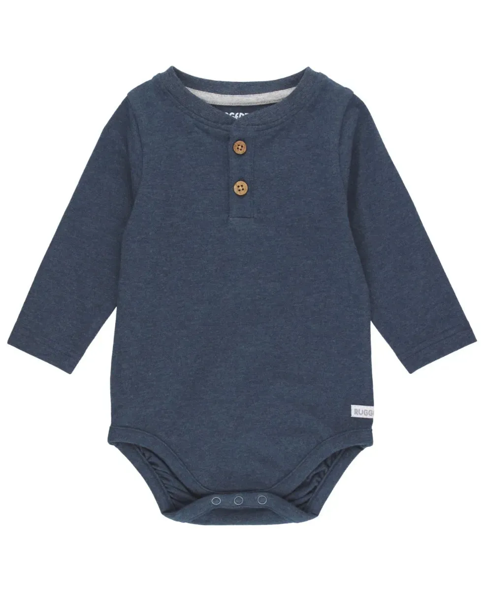 Heather Navy Knit Long Sleeve Henley Bodysuit