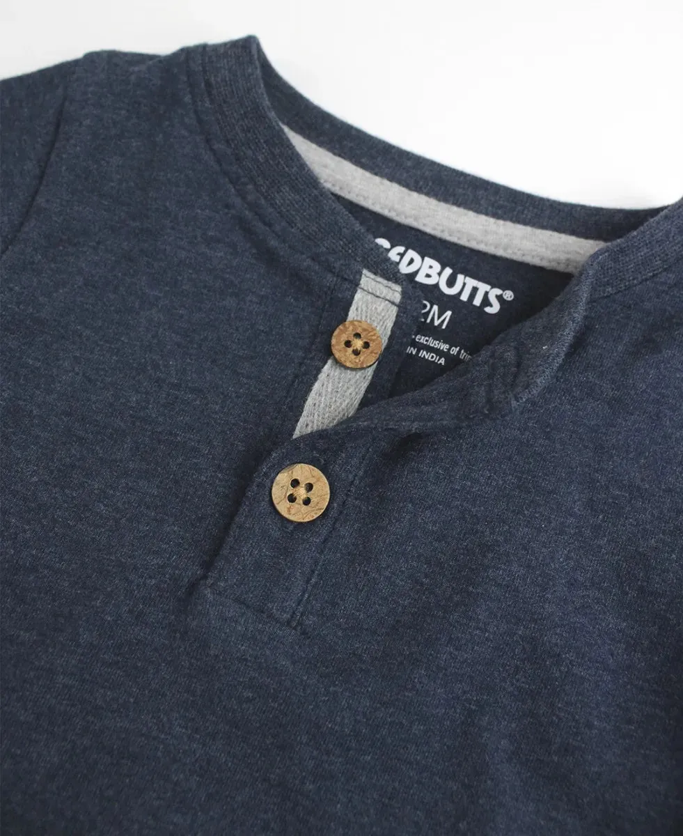 Heather Navy Knit Long Sleeve Henley Bodysuit