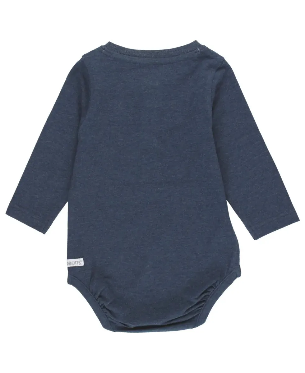 Heather Navy Knit Long Sleeve Henley Bodysuit