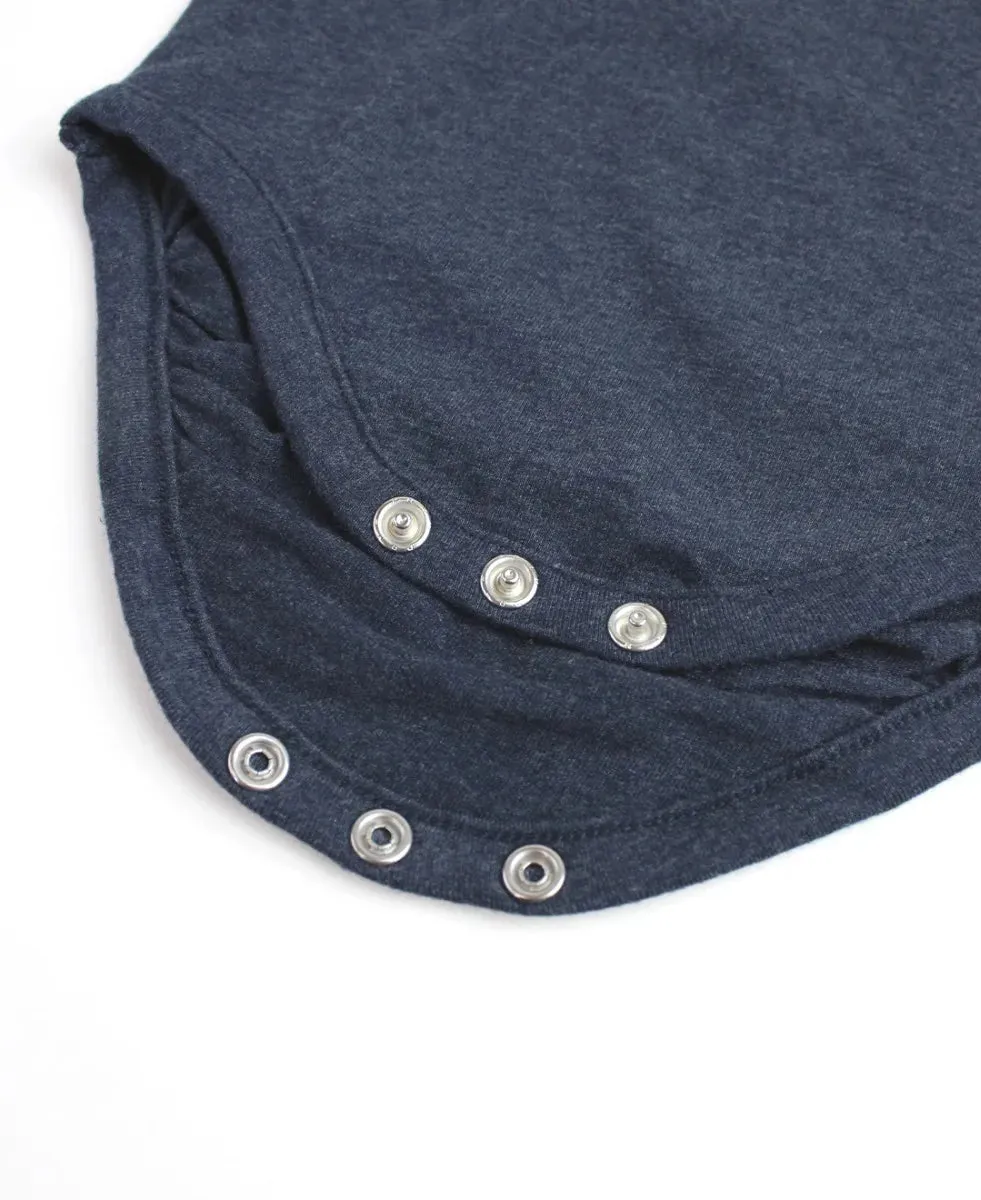 Heather Navy Knit Long Sleeve Henley Bodysuit