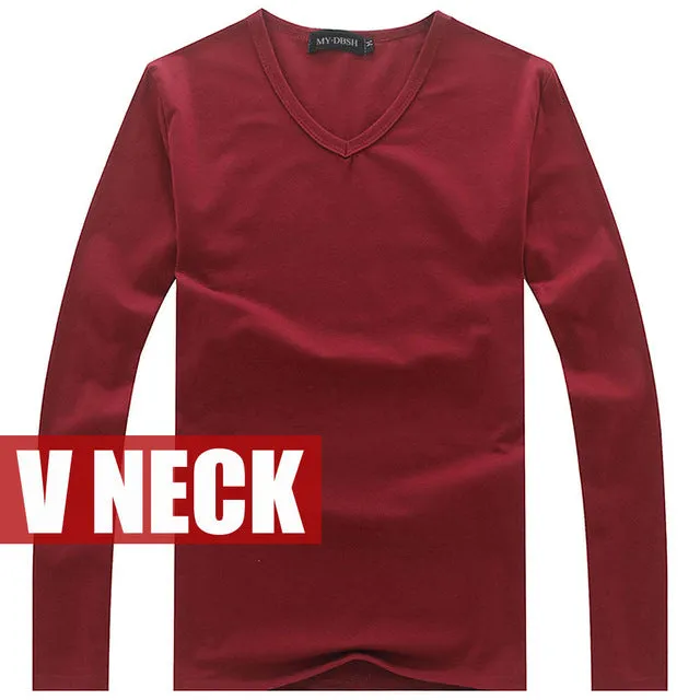 high-elastic cotton t-shirts men's long sleeve