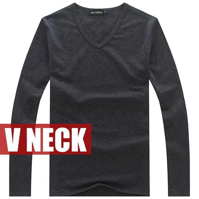 high-elastic cotton t-shirts men's long sleeve