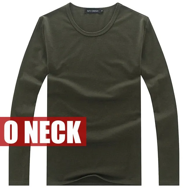 high-elastic cotton t-shirts men's long sleeve