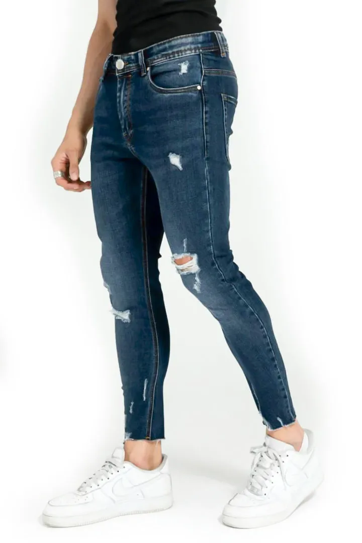 Jeans Uomo Skinny Fit Con Abrasioni Elastico Art. JS434