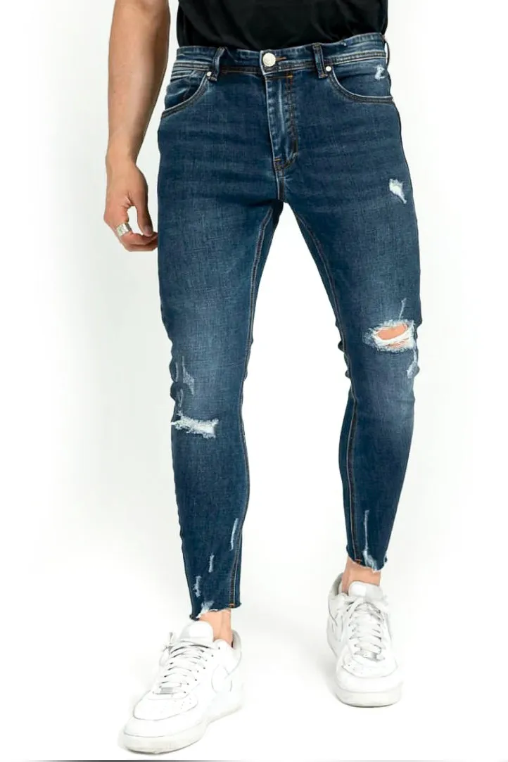 Jeans Uomo Skinny Fit Con Abrasioni Elastico Art. JS434