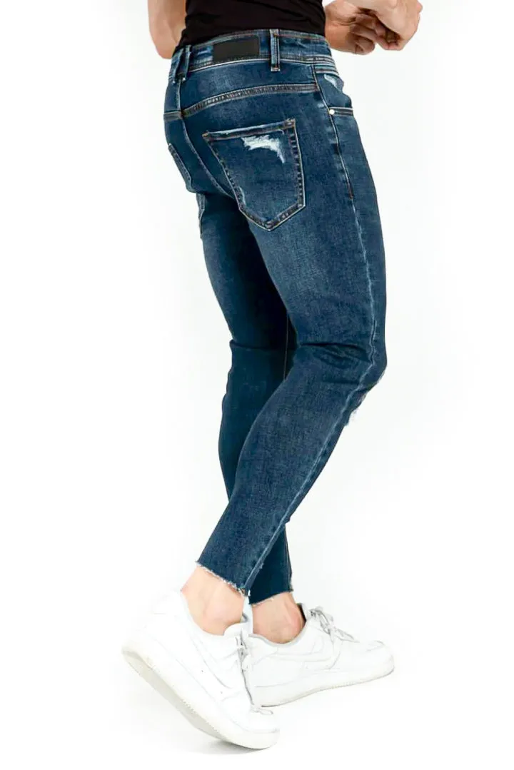 Jeans Uomo Skinny Fit Con Abrasioni Elastico Art. JS434