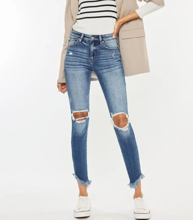 Kan Can High Rise Ankle Skinny Jeans