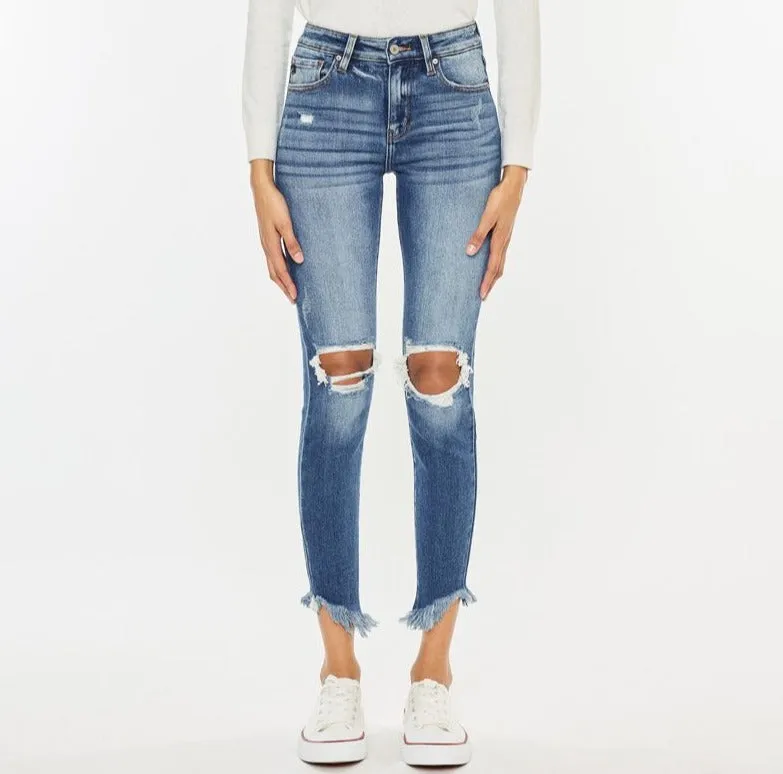 Kan Can High Rise Ankle Skinny Jeans