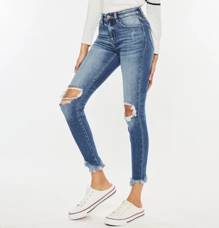 Kan Can High Rise Ankle Skinny Jeans