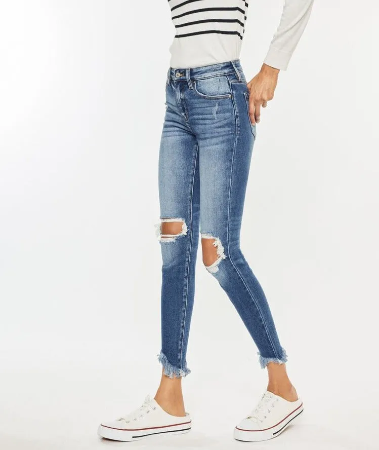 Kan Can High Rise Ankle Skinny Jeans