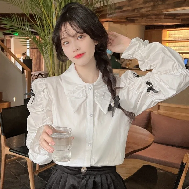 Kawaii Puff Sleeved Ruched Shirt