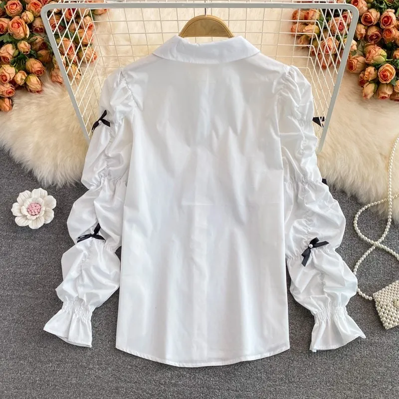 Kawaii Puff Sleeved Ruched Shirt