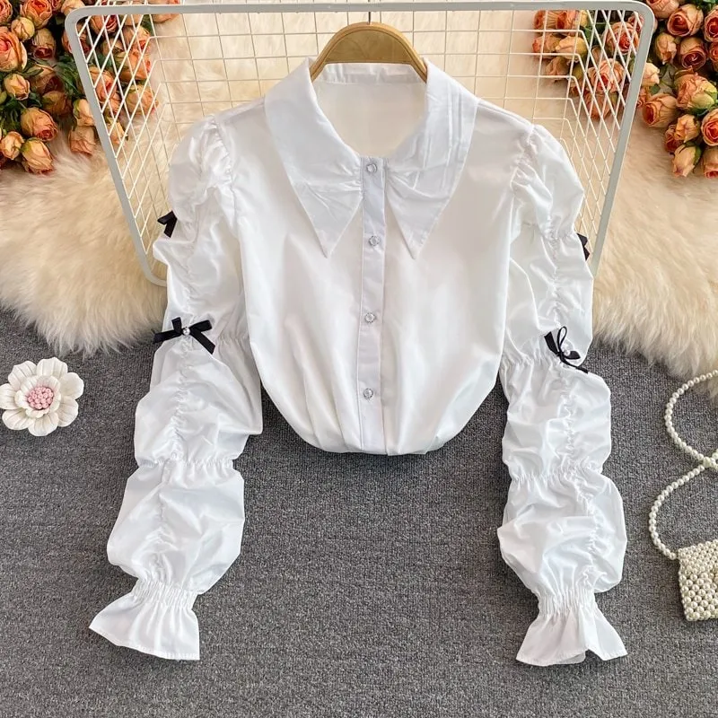 Kawaii Puff Sleeved Ruched Shirt