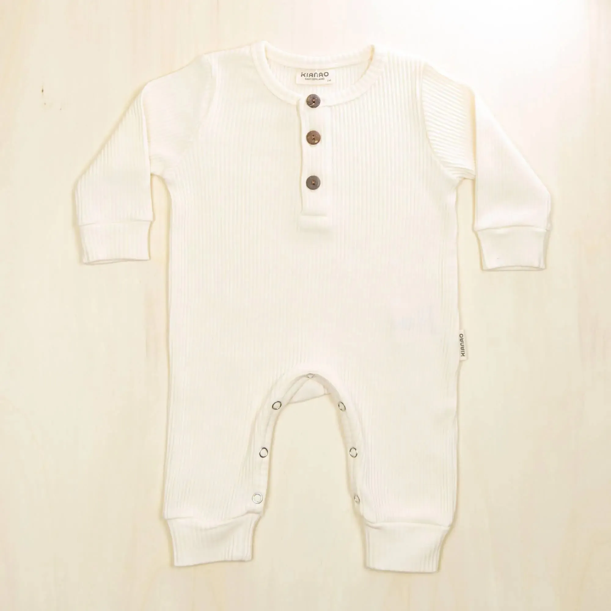 Organic Baby Romper Henley Button Long Sleeve Jumpsuit