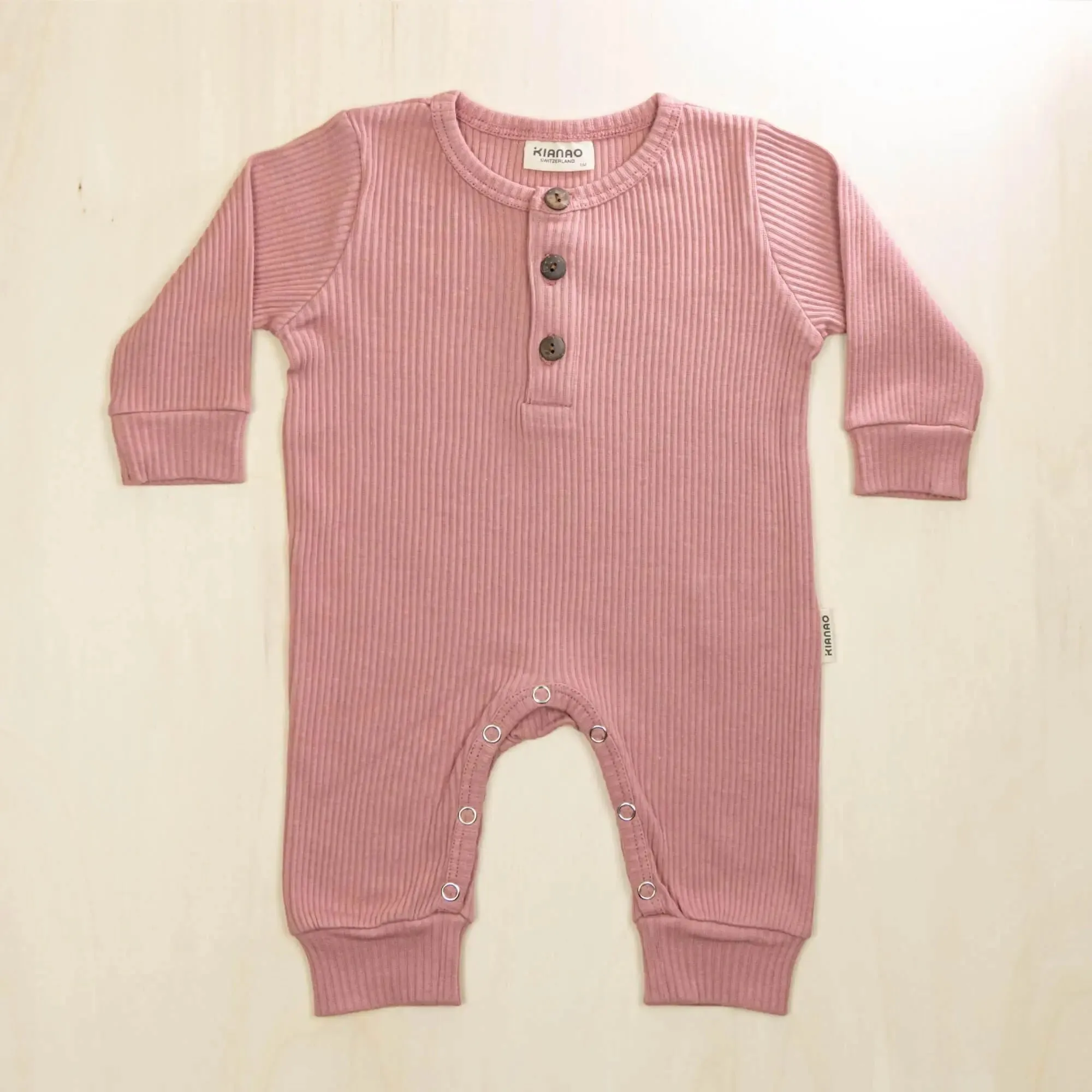Organic Baby Romper Henley Button Long Sleeve Jumpsuit