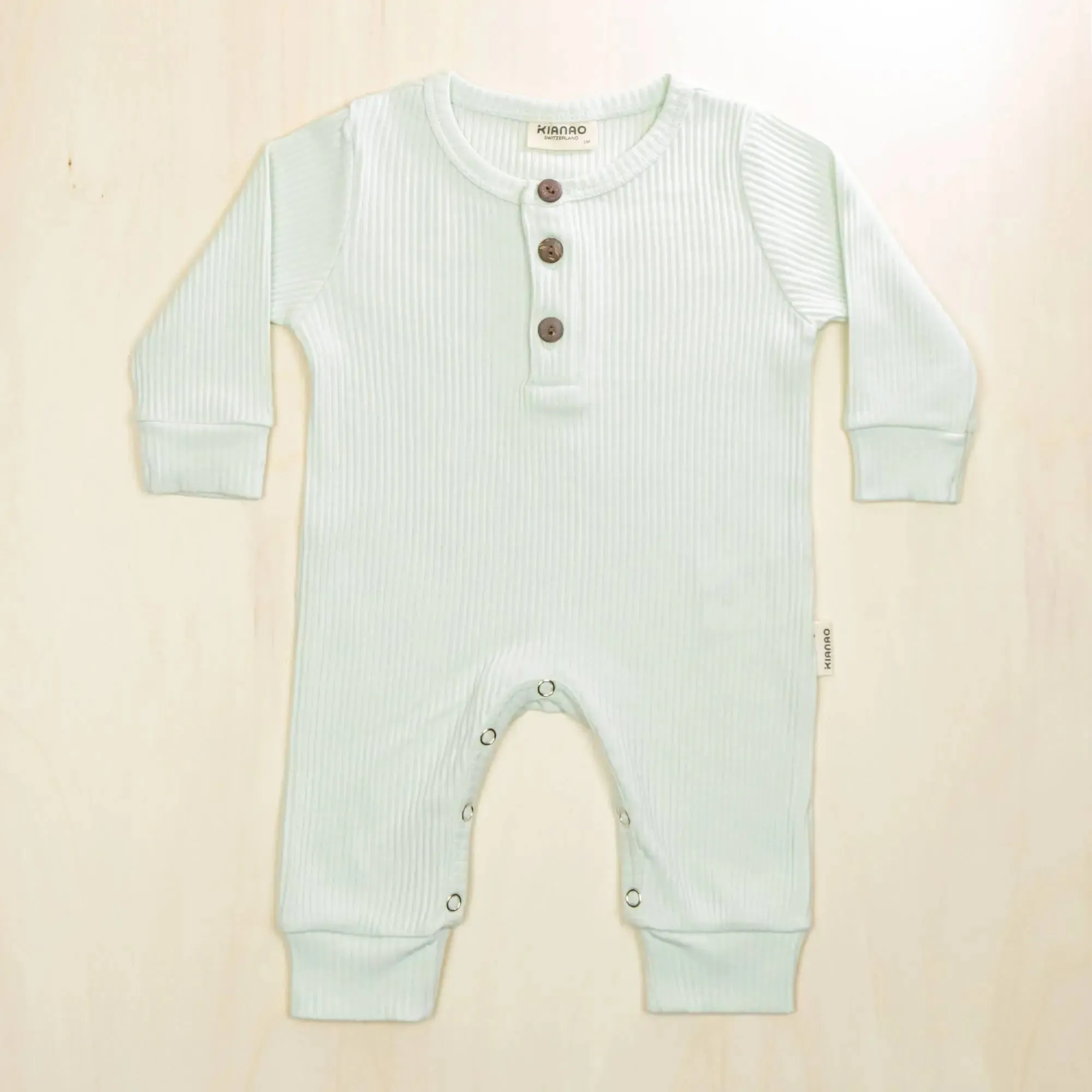 Organic Baby Romper Henley Button Long Sleeve Jumpsuit