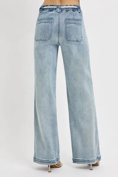 RISEN Straight Leg Jeans with Pockets