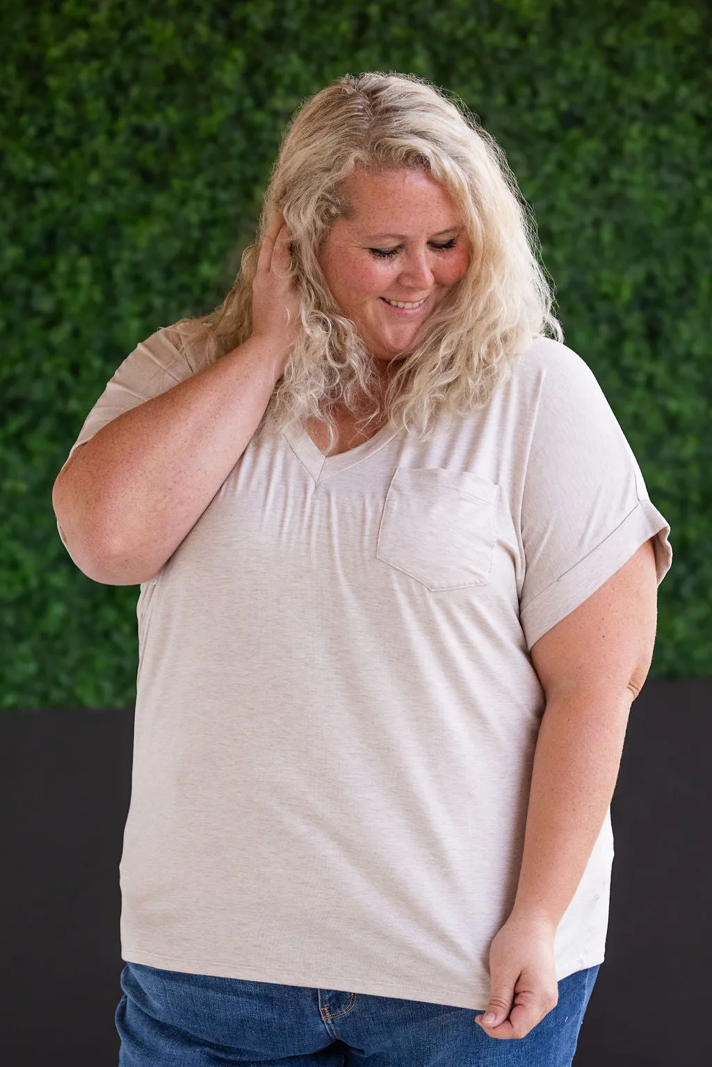 Sierra Pocket Short Sleeve Top in Oatmeal