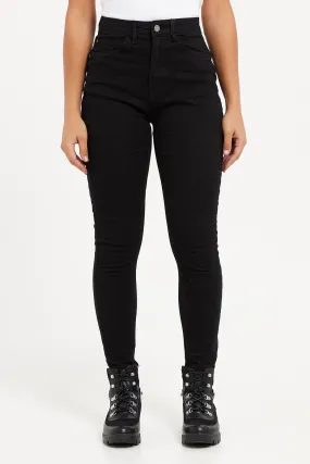 Women Black High Waist Skinny Fit Jeans